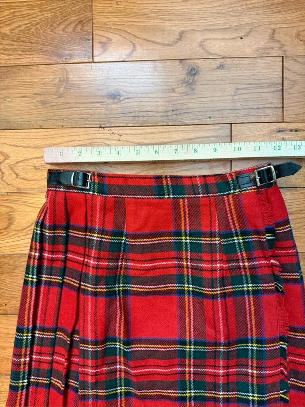 Vintage Blarney Woollen Mills Tartan Wrap Wool Blend Midi Skirt Kilt